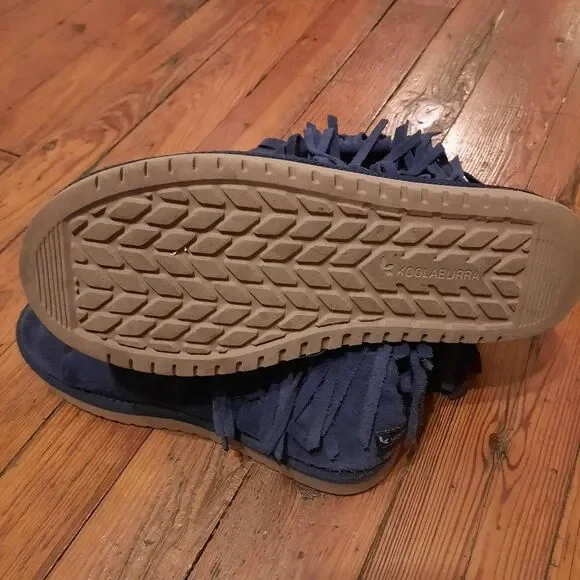 Navy Blue Fringe Boots - Picture 3 of 5